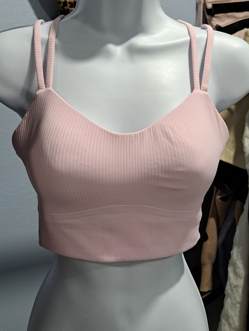 lululemon athletica Light Pink Ribbed Strappy Sports Bra Crop Top